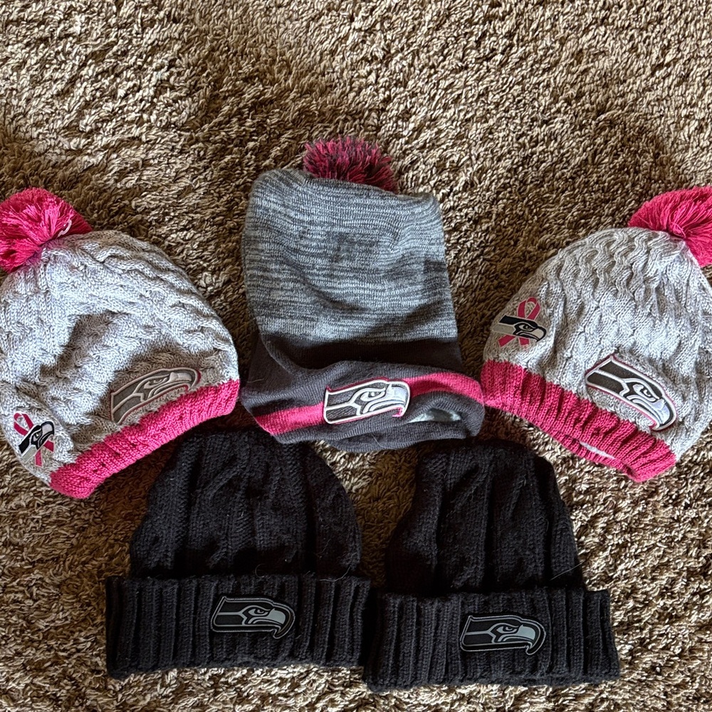 NFL Seahawks Women's Beanie Trio - Gray, Pink, Black